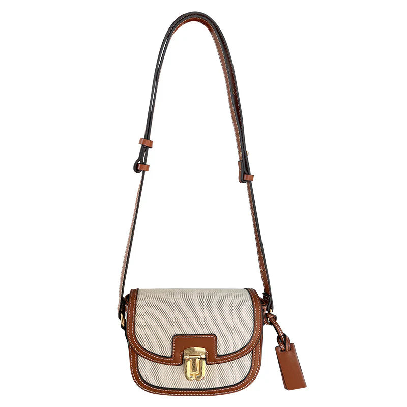 Retro Contrast Color Saddle Crossbody Bag