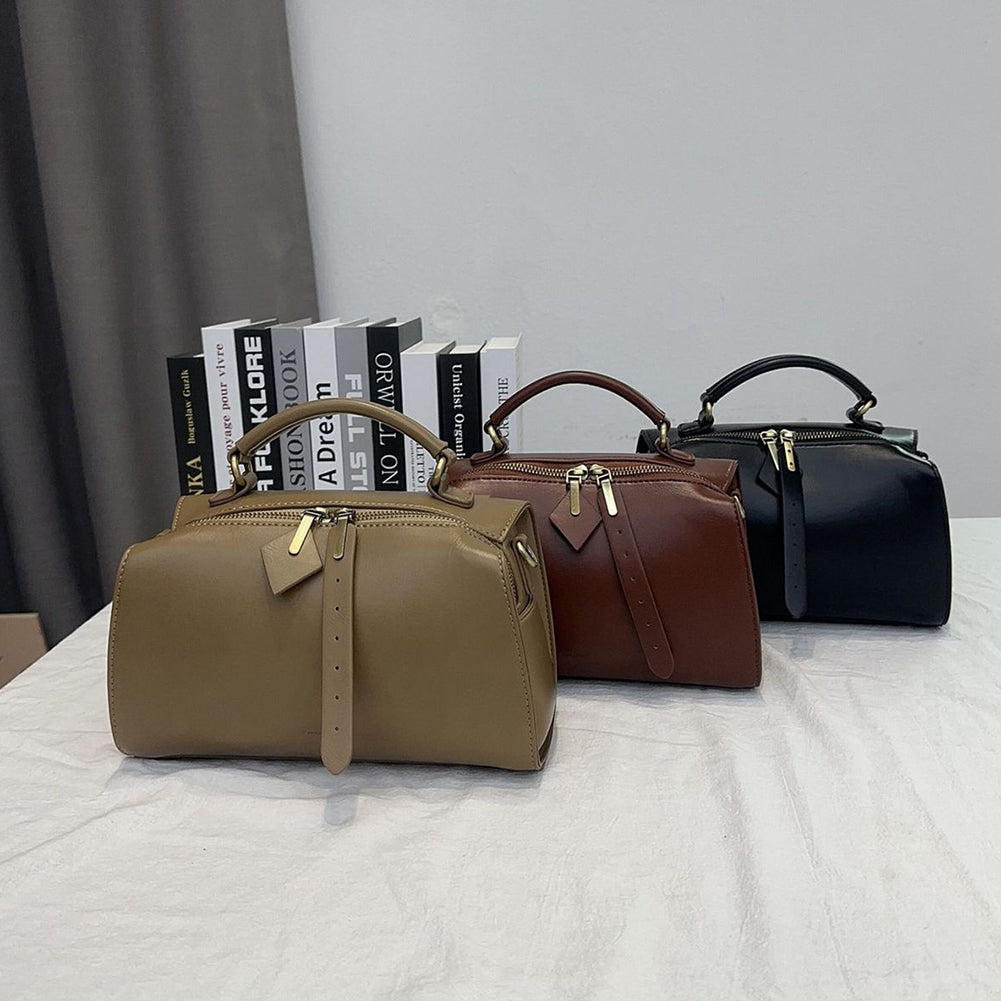 Solid Red Brown Fansiman Small Square Handbag
