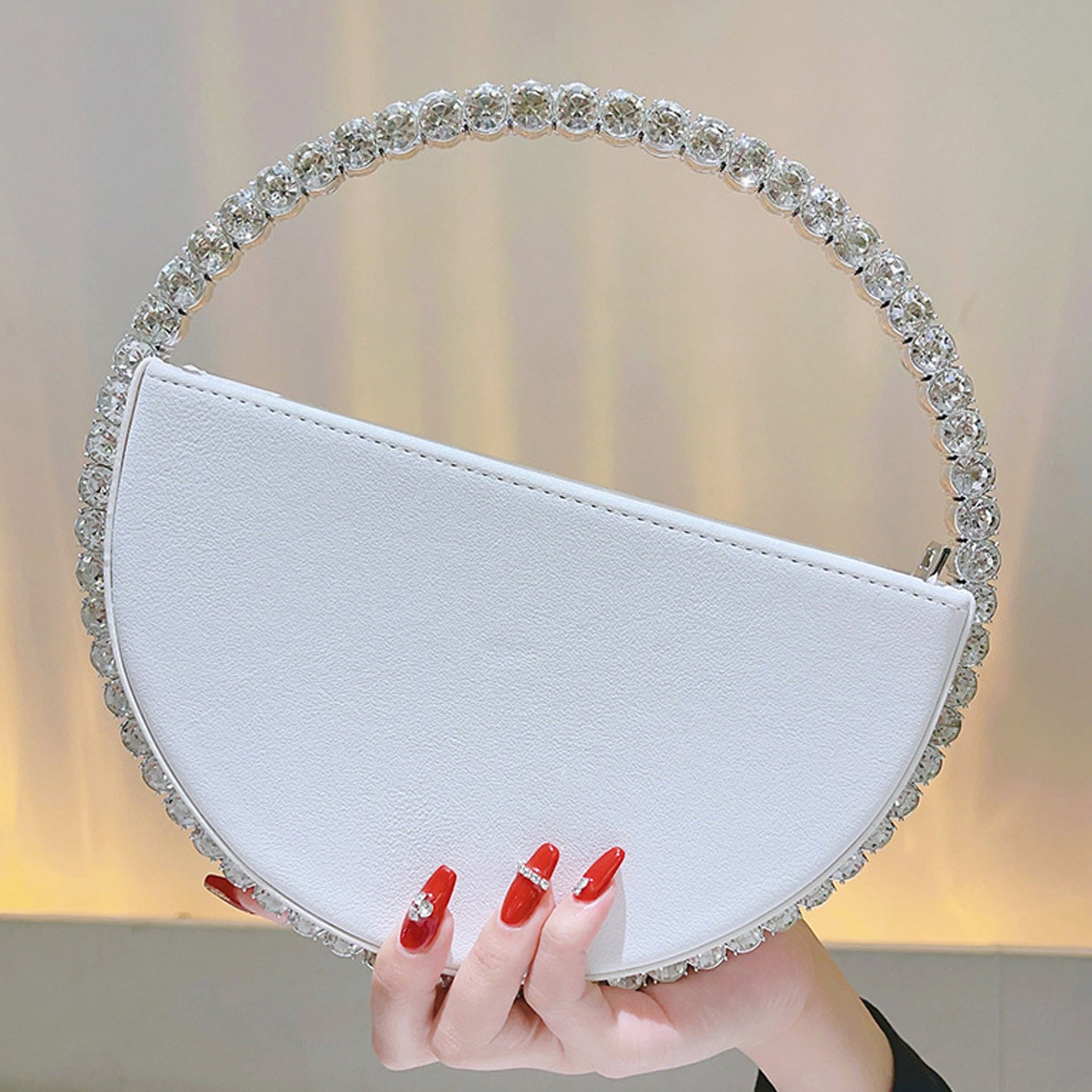 Crystal Diamond Round Sparkling Evening Clutch