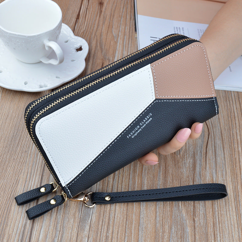 Fashionable Stitched Contrast Color Ladies' Wallet