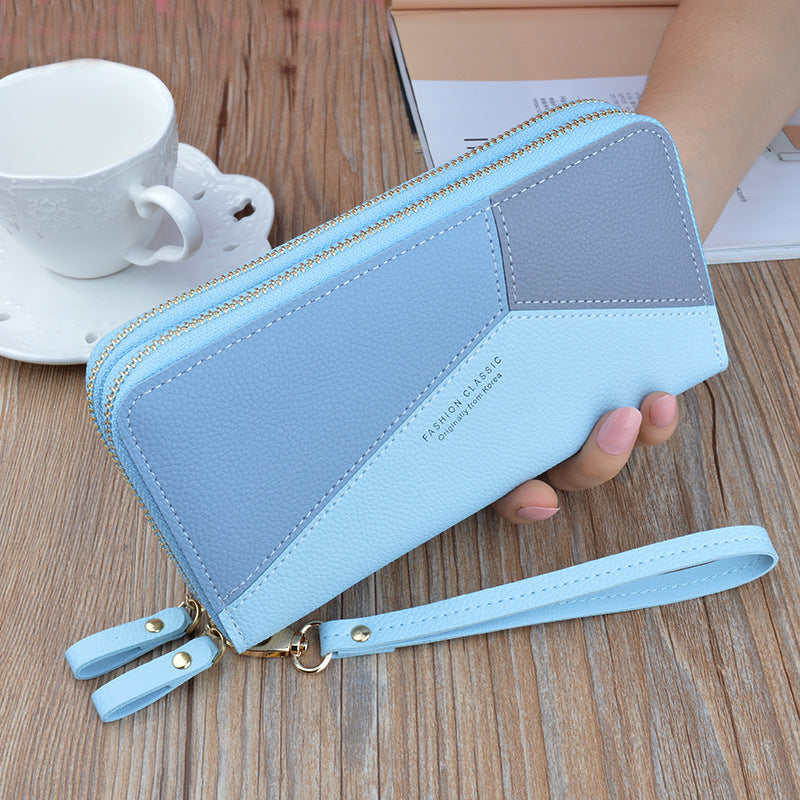 Fashionable Stitched Contrast Color Ladies' Wallet