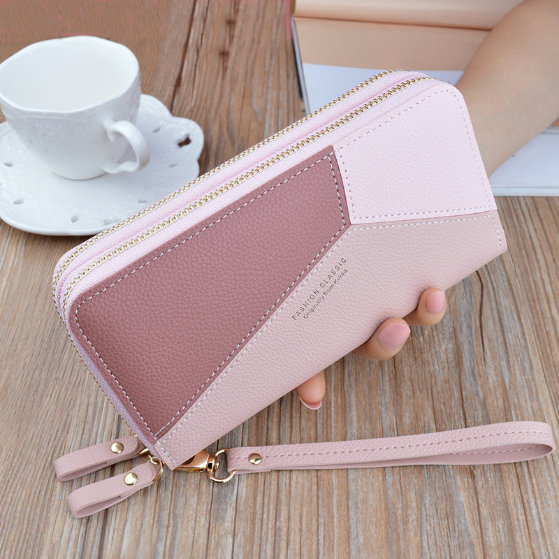 Fashionable Stitched Contrast Color Ladies' Wallet