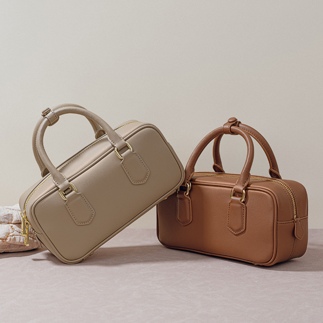 Retro Niche Genuine Leather Boston Bowling Bag
