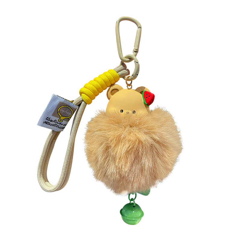 Fluffy Bear Pom Pom Keychain