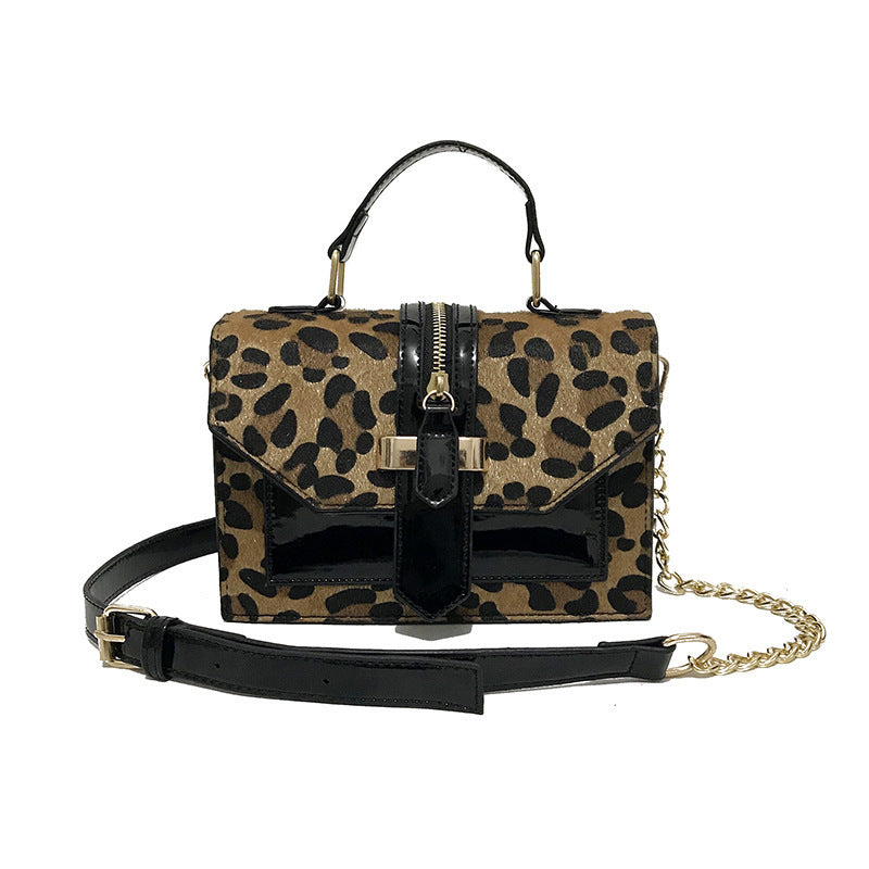 Leopard Print Velvet Chain Mini Bag
