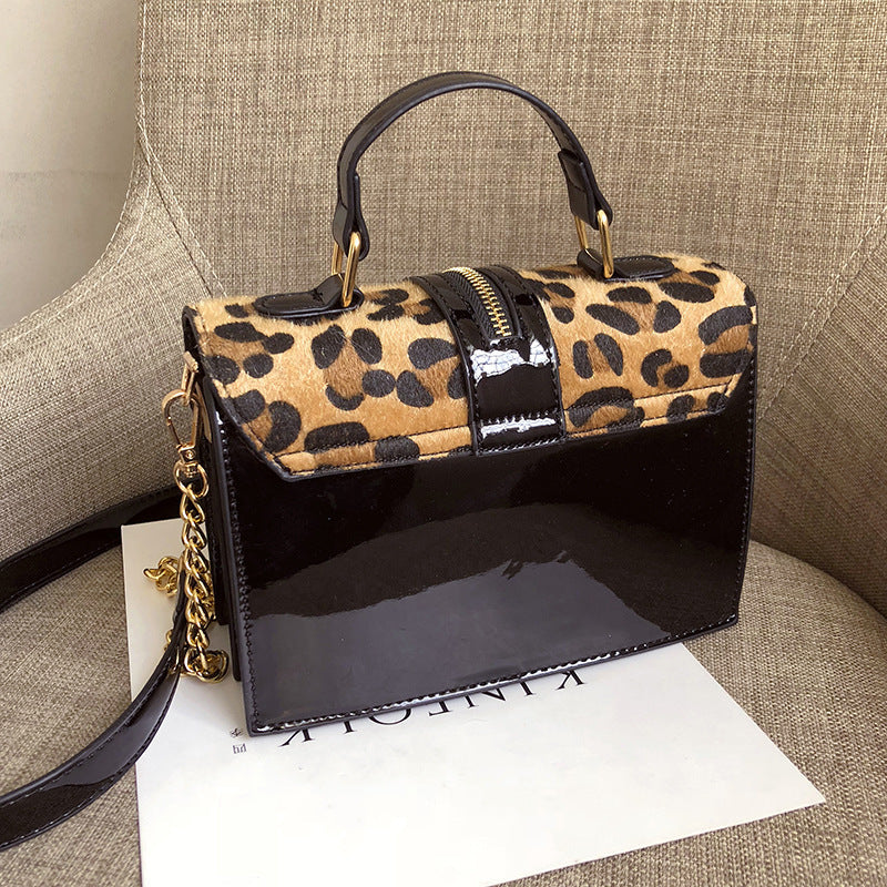 Leopard Print Velvet Chain Mini Bag