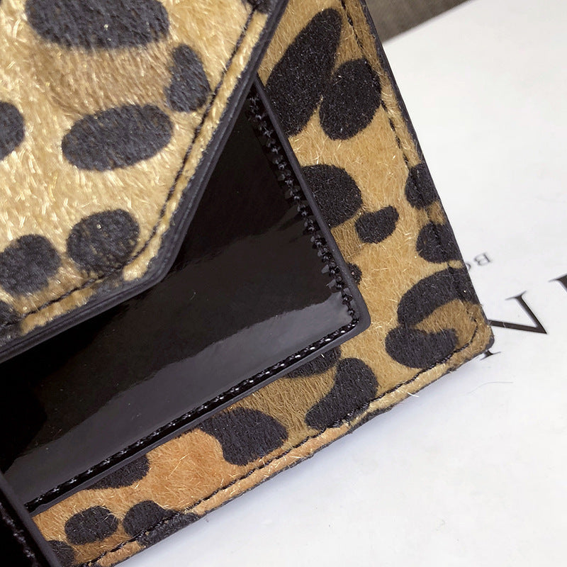 Leopard Print Velvet Chain Mini Bag