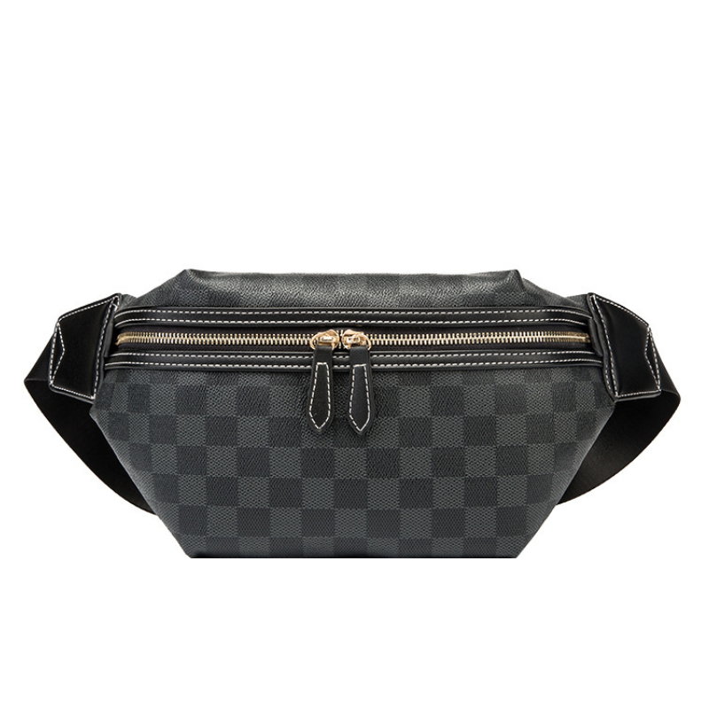 Trendy Plaid PU Leather Waist Crossbody Bag