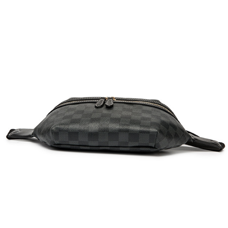 Trendy Plaid PU Leather Waist Crossbody Bag