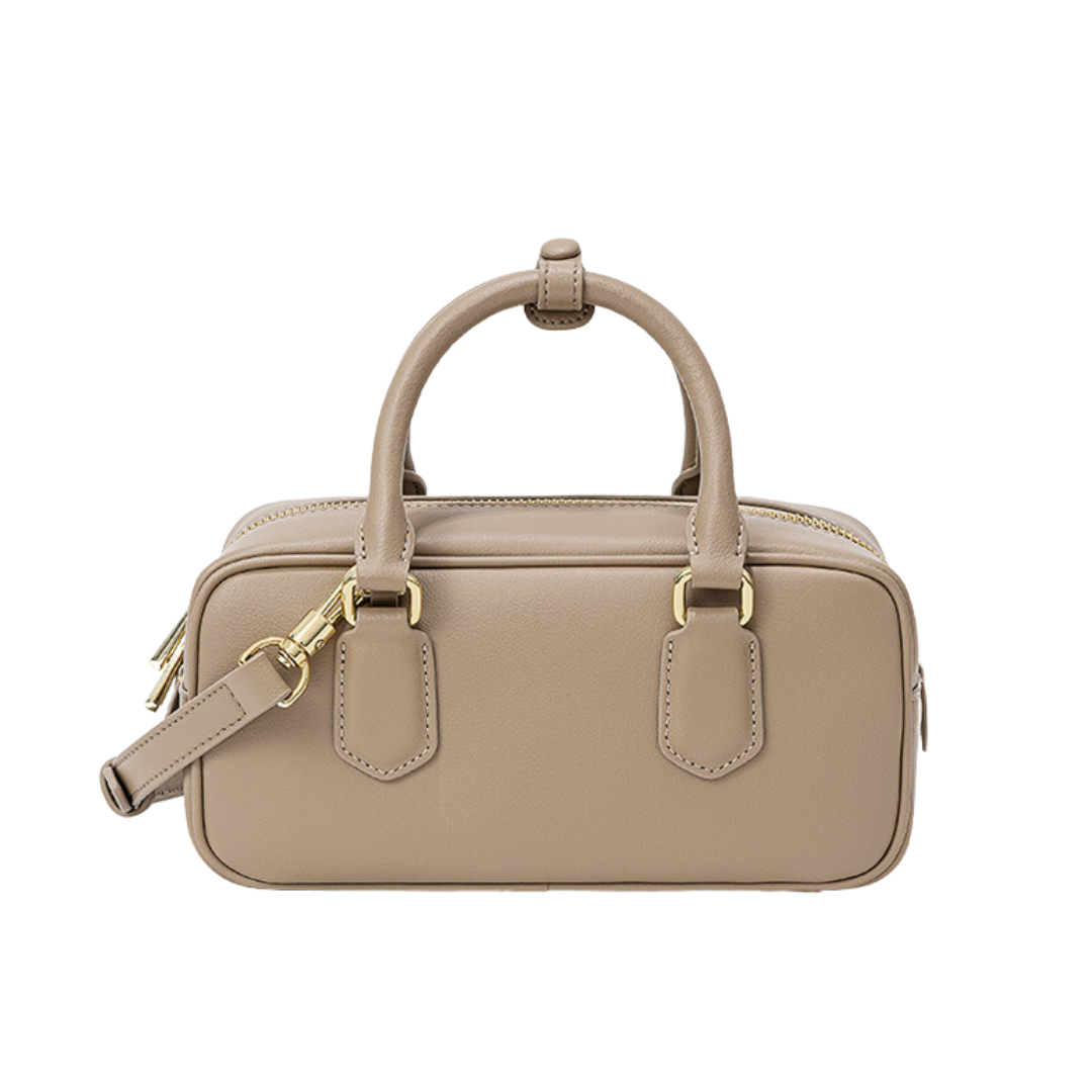Retro Niche Genuine Leather Boston Bowling Bag