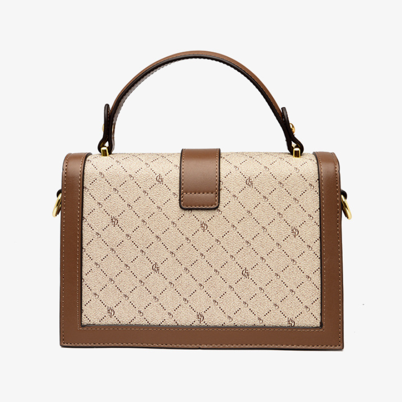 Retro Accordion PVC Handbag with Classic Print