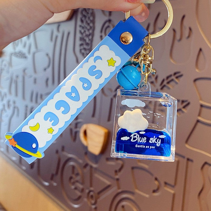 Blue Sky Floating Cloud Keychain