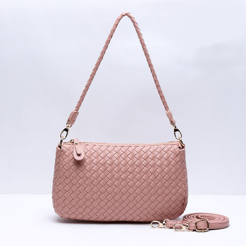 Hand-Woven PU Leather Underarm Shoulder Crossbody Bag
