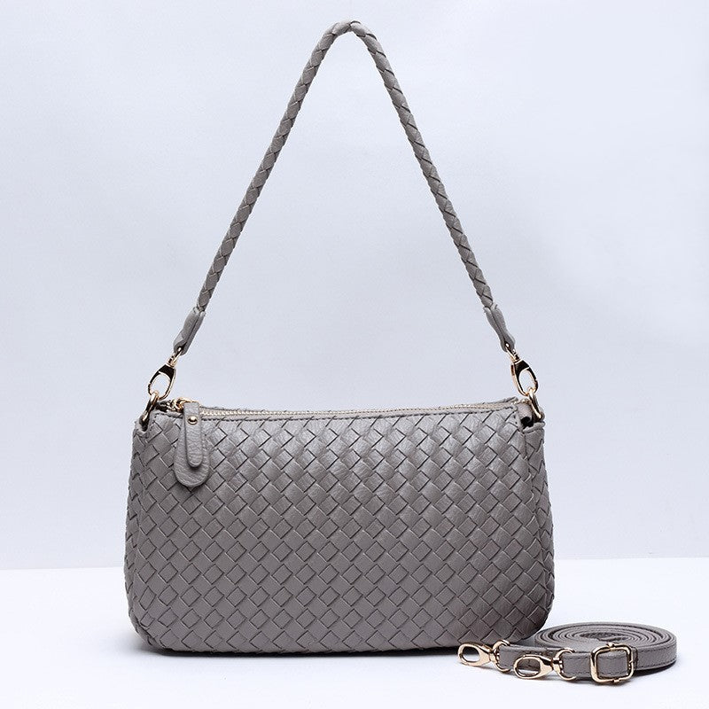 Hand-Woven PU Leather Underarm Shoulder Crossbody Bag
