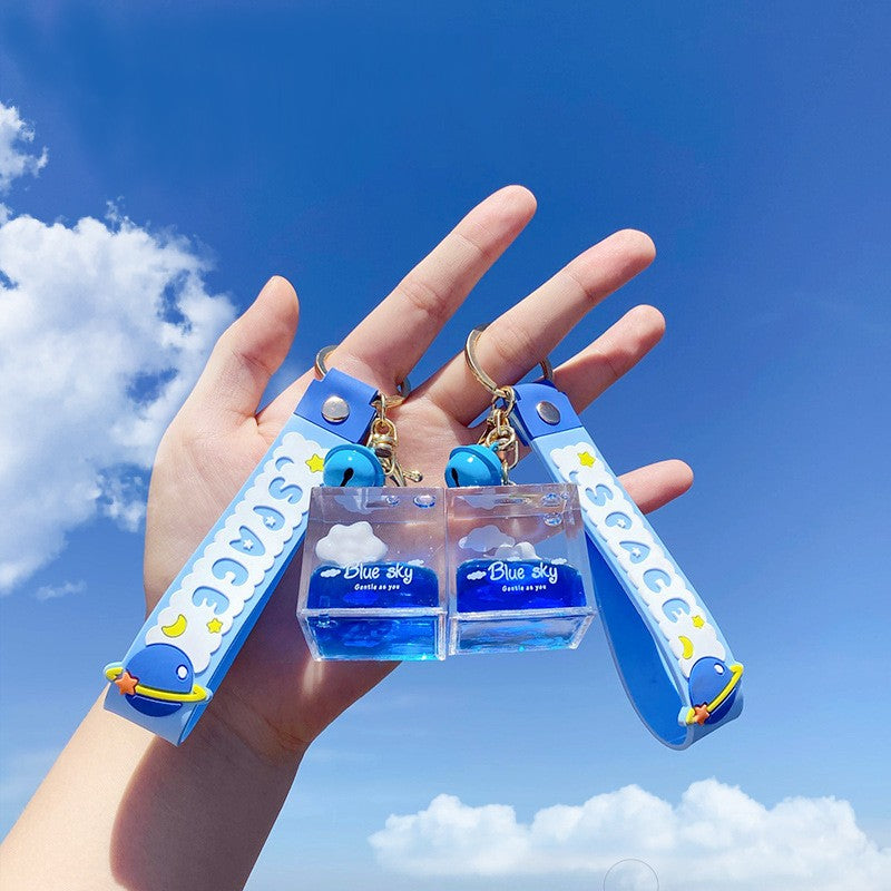 Blue Sky Floating Cloud Keychain