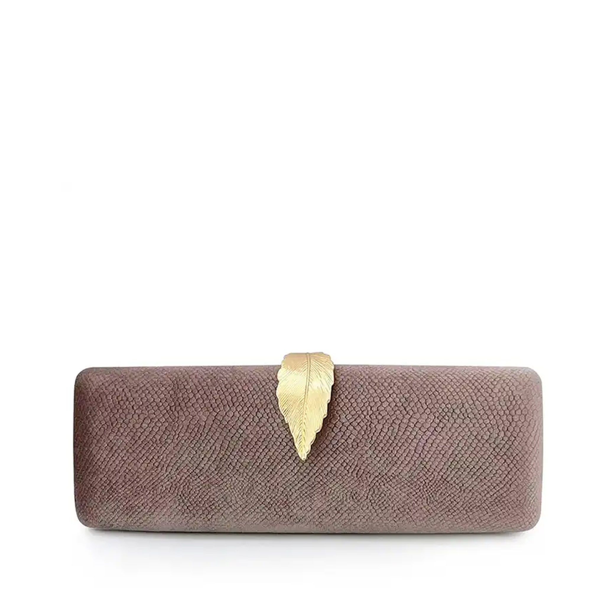 Celebrity Velvet Leaf Buckle Evening Clutch Handbag