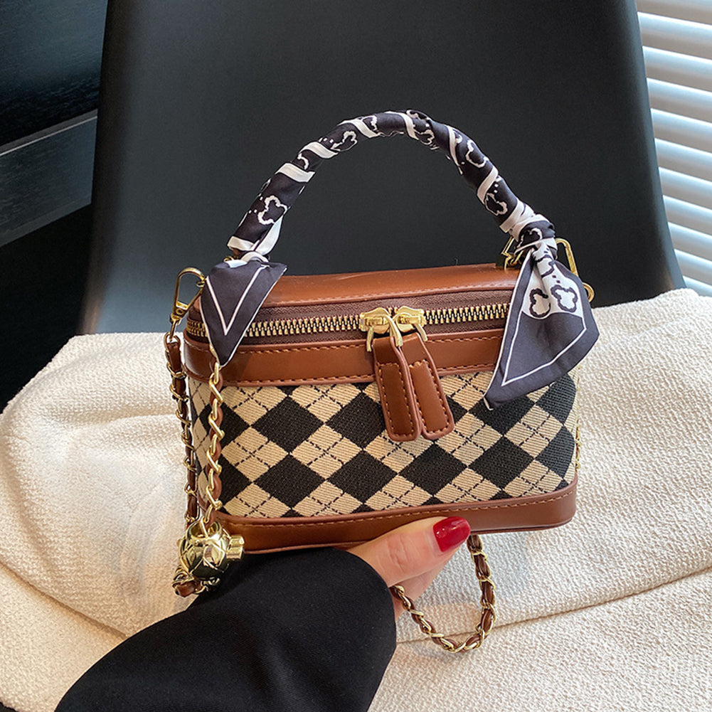 Fashion Diamond Chain Mini Square Bucket Bag
