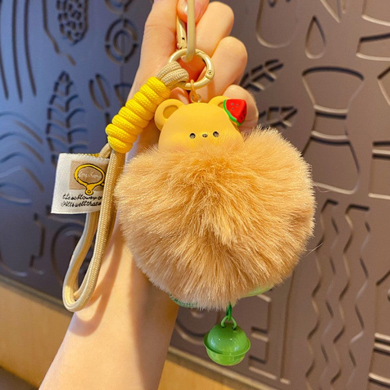 Fluffy Bear Pom Pom Keychain