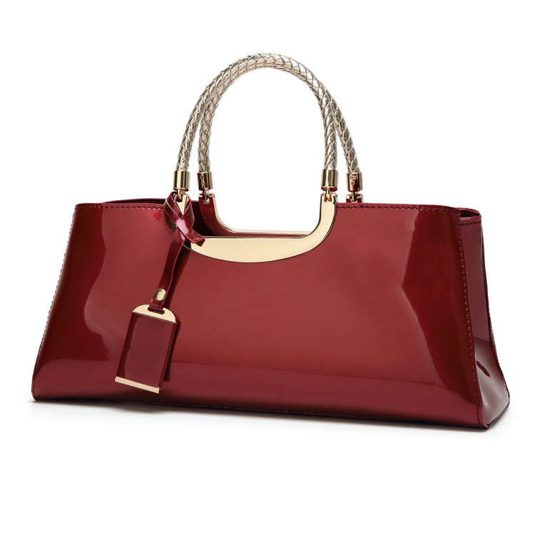 Glossy Patent Leather Fashion Bridal Tote Bag