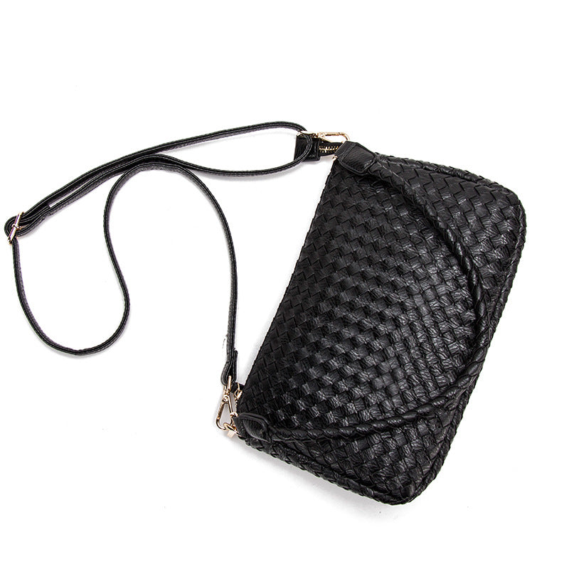 Hand-Woven PU Leather Underarm Shoulder Crossbody Bag