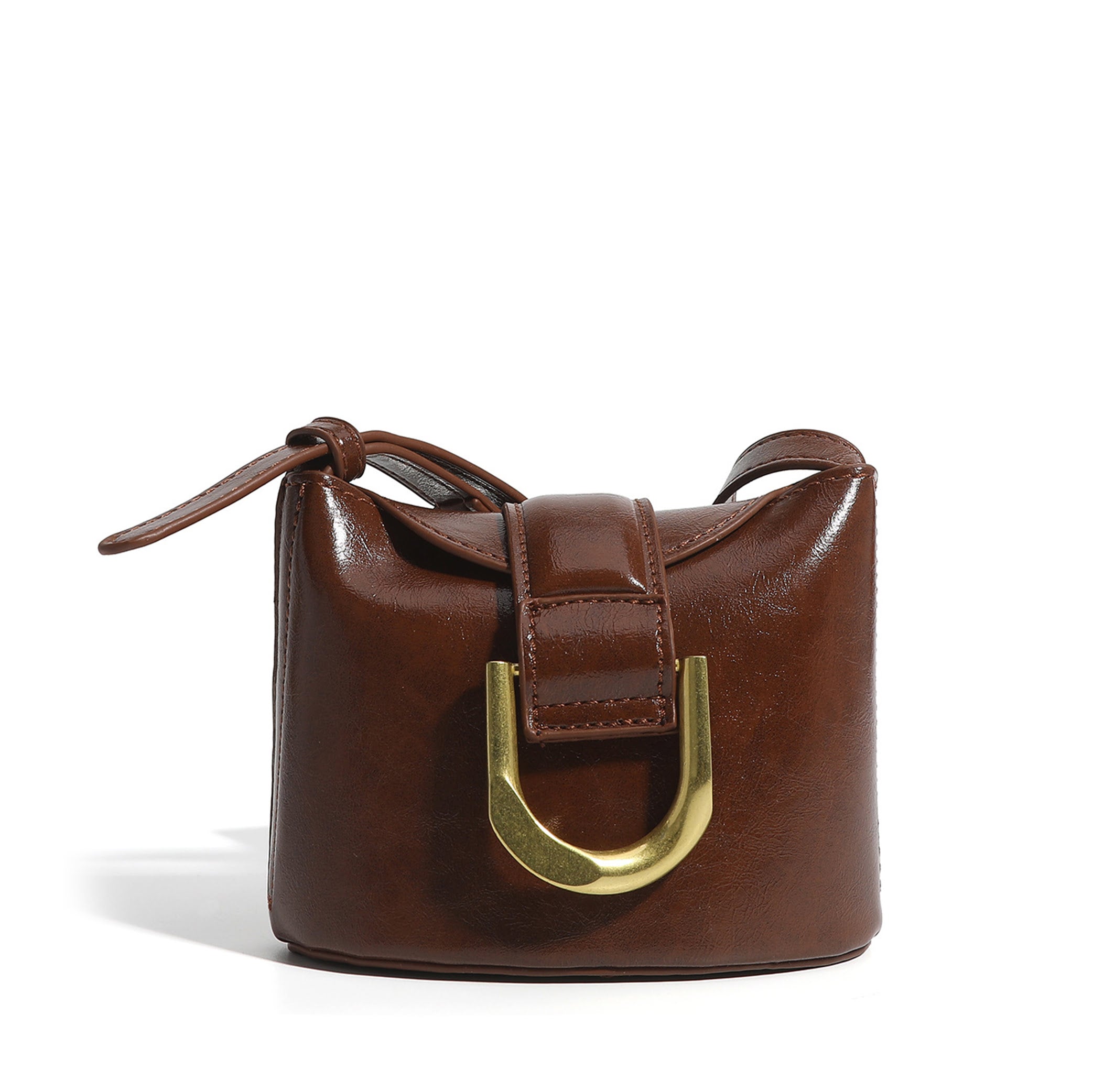 Mini Bucket Bag with Metal Horseshoe Buckle