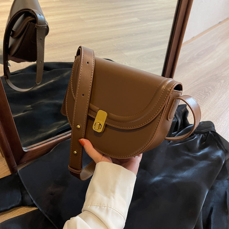 Retro Textured Saddle Crossbody Bag
