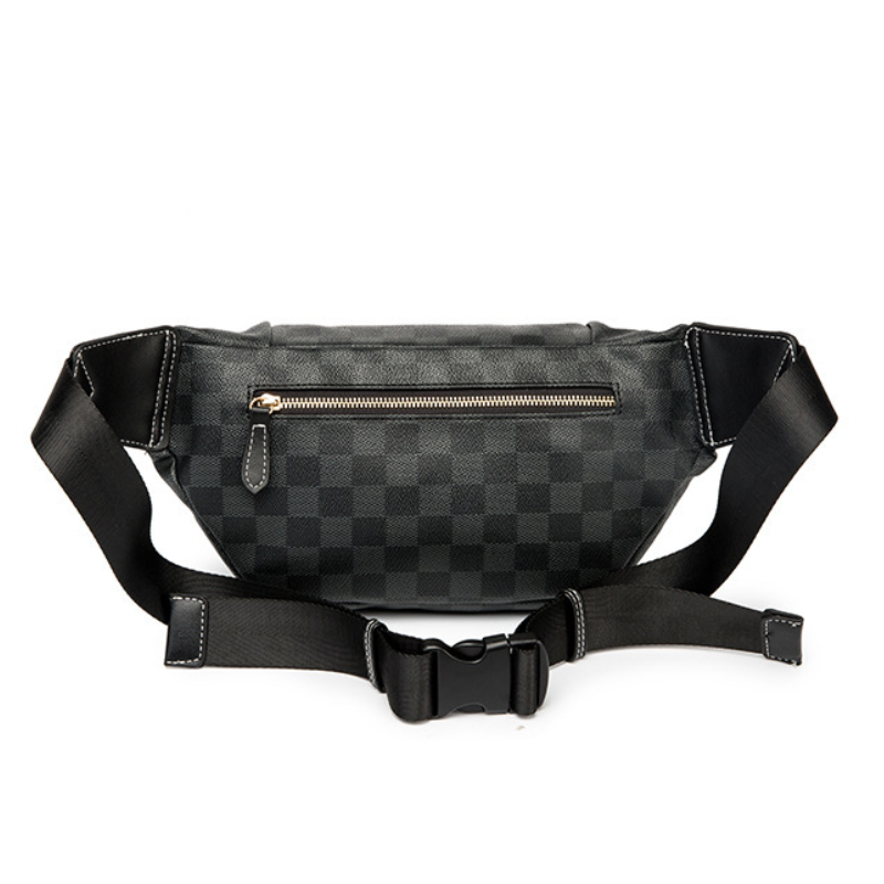 Trendy Plaid PU Leather Waist Crossbody Bag