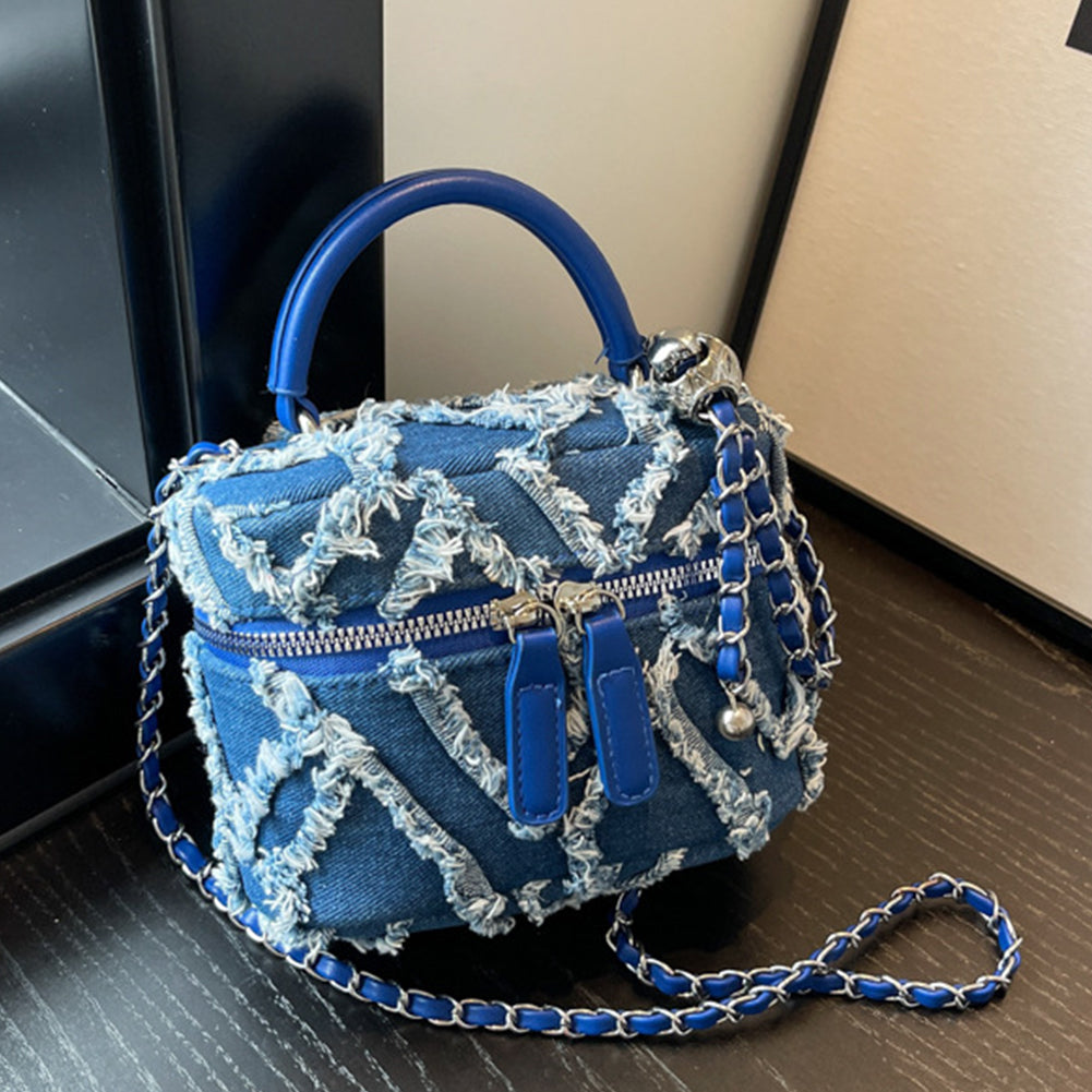 Denim Tassel Box Mini Chain Shoulder Messenger Bag