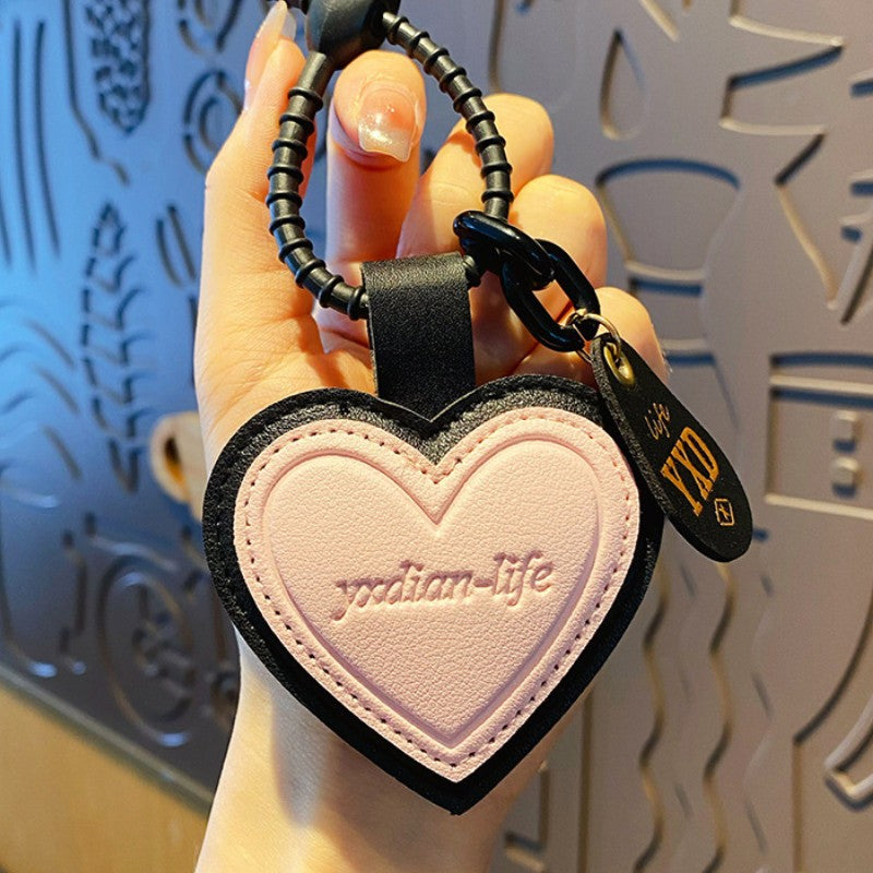 Heart-Shaped Leather Keychain