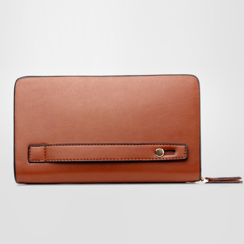 Men's Soft Leather Long Zipper Business Wallet