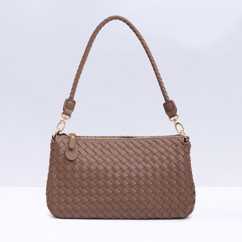 Hand-Woven PU Leather Underarm Shoulder Crossbody Bag
