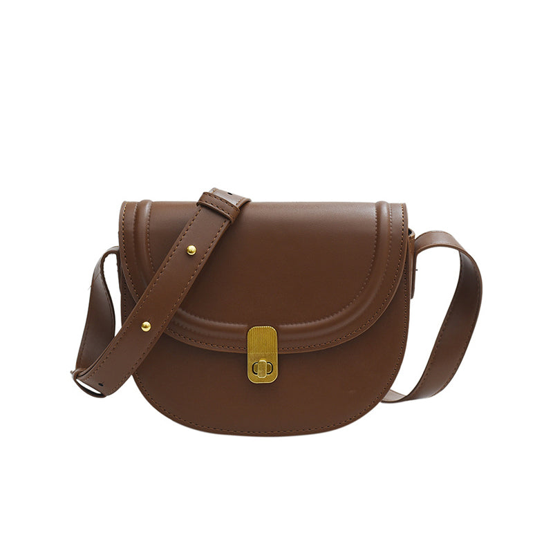 Retro Textured Saddle Crossbody Bag