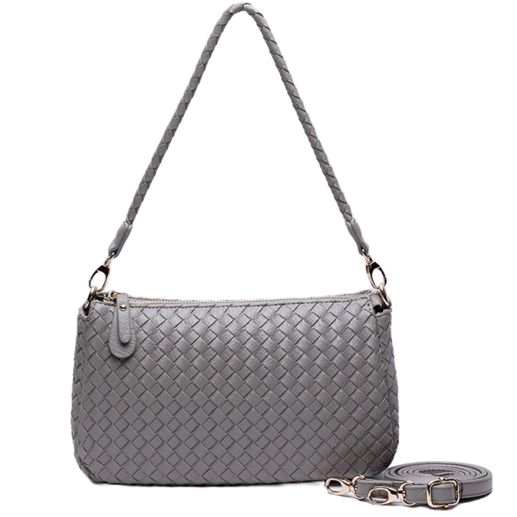 Hand-Woven PU Leather Underarm Shoulder Crossbody Bag