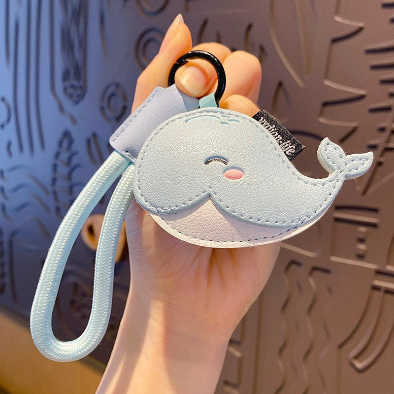 Cute Dolphin Leather Keychain