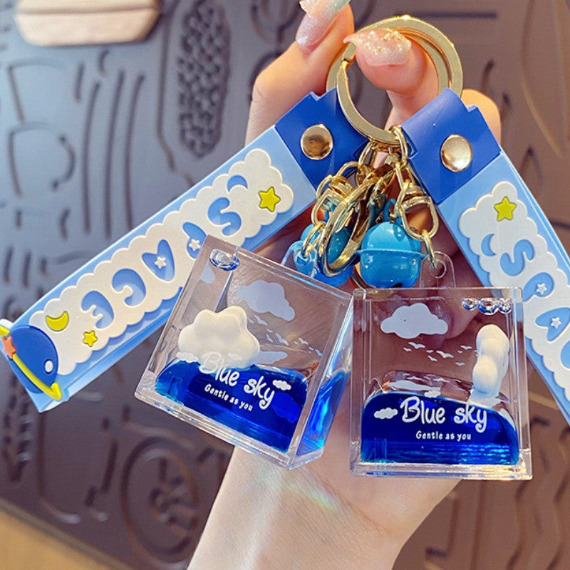 Blue Sky Floating Cloud Keychain