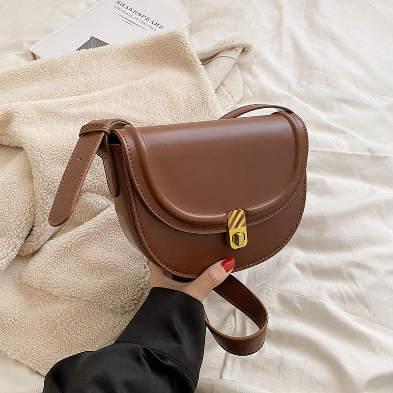 Retro Textured Saddle Crossbody Bag