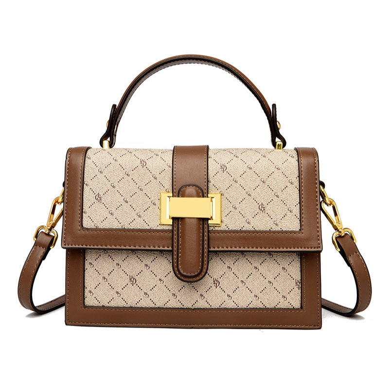 Retro Accordion PVC Handbag with Classic Print