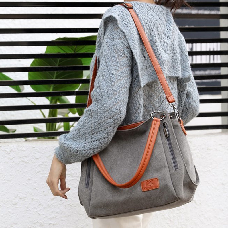 Velvet Canvas Solid Color Trendy Lightweight Tote