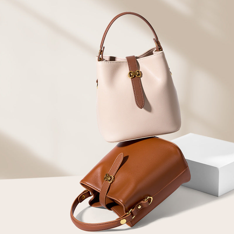 Genuine Leather Summer Crossbody Bucket Bag