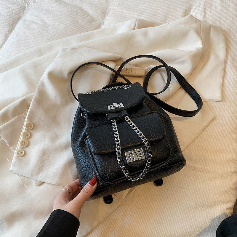 Diamond Pattern Chain Small Backpack