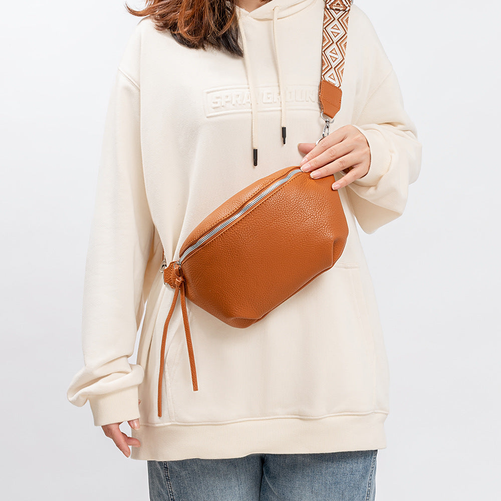 Large Pleated PU Leather Waist Crossbody Bag