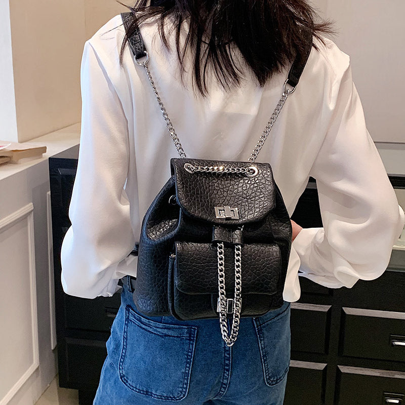 Diamond Pattern Chain Small Backpack