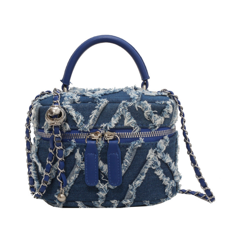 Denim Tassel Box Mini Chain Shoulder Messenger Bag