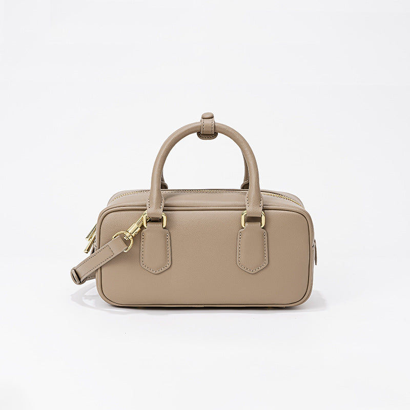 Retro Niche Genuine Leather Boston Bowling Bag
