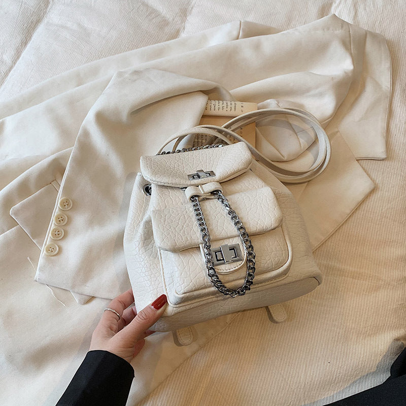 Diamond Pattern Chain Small Backpack