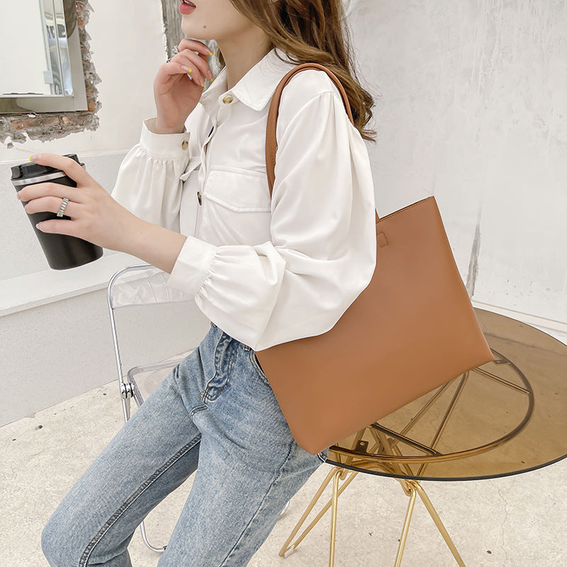 Versatile Large PU Leather Commuter Tote Bag