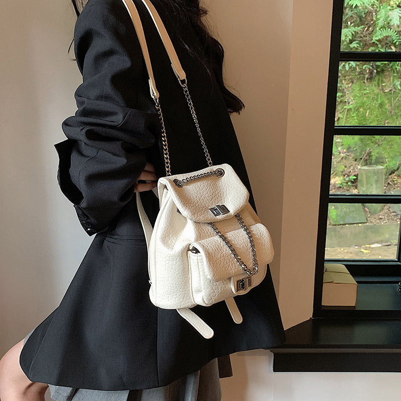 Diamond Pattern Chain Small Backpack