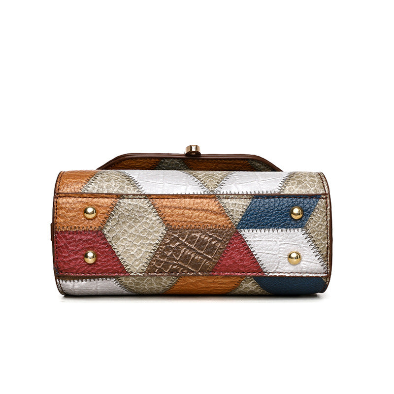 Fashionable Color Matching Square Shoulder Bag
