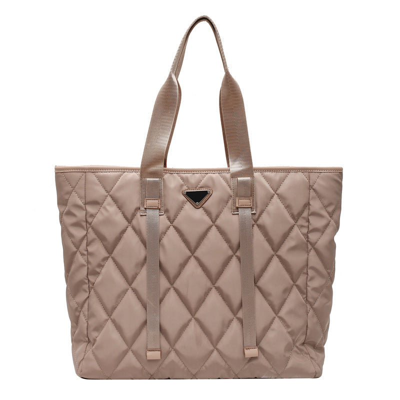 Quilted Diamond Style Nylon Casual Tote Bag