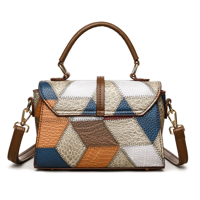 Fashionable Color Matching Square Shoulder Bag